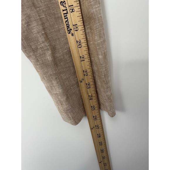 Talbots 100% Linen Double Breasted Cropped Blazer Tan Size 12 Career Neutral - Picture 8 of 9